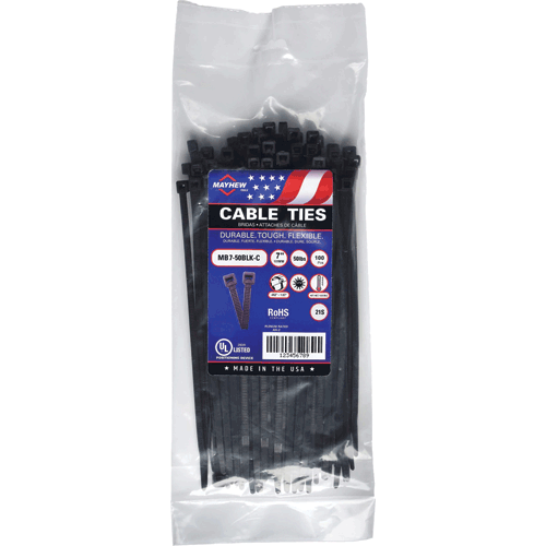 Picture of 7" UV Black Cable Ties 50 lbs. Tensile Strength