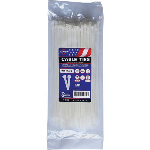 Picture of 8" Natural Cable Ties 40 lbs. Tensile Strength