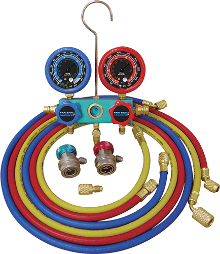 Picture of Deluxe Dual R-12 / 134A Aluminum Gauge Set with 96" Hoses