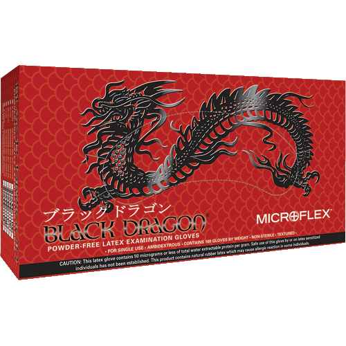 Picture of Black Dragon Powder-Free Black Latex Gloves, Small