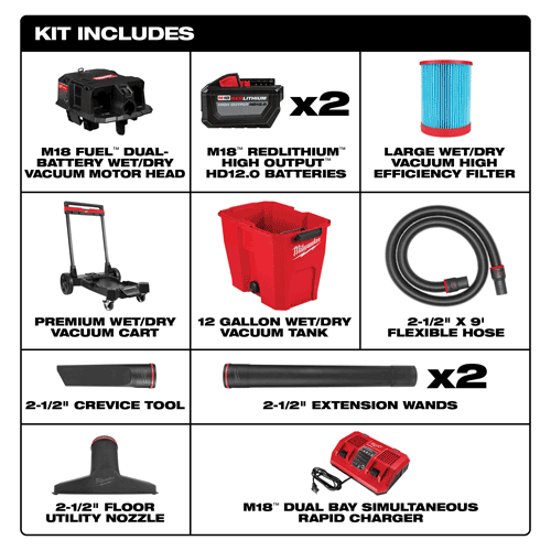 Picture of M18 FUEL™ 12 Gallon Dual-Battery Wet/Dry Vacuum Kit