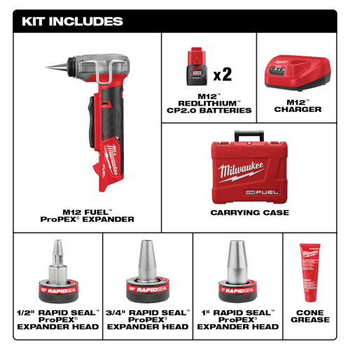 Picture of M12 FUEL™ ProPEX® Expander Kit w/ 1/2"-1" RAPID SEAL™ ProPEX® Expander Heads
