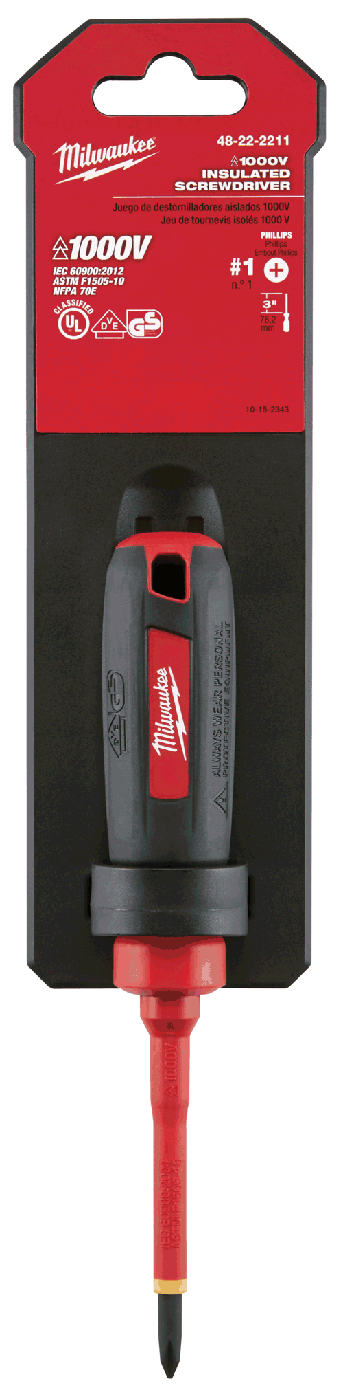 Picture of 
#1 Phillips - 3" 1000V Insulated Screwdriver