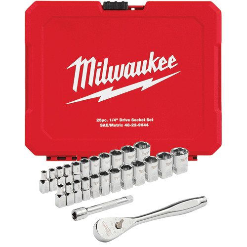 Picture of 25 Pc. 1/4" Drive Metric & SAE Ratchet & Socket Set with FOUR FLAT™ SIDES