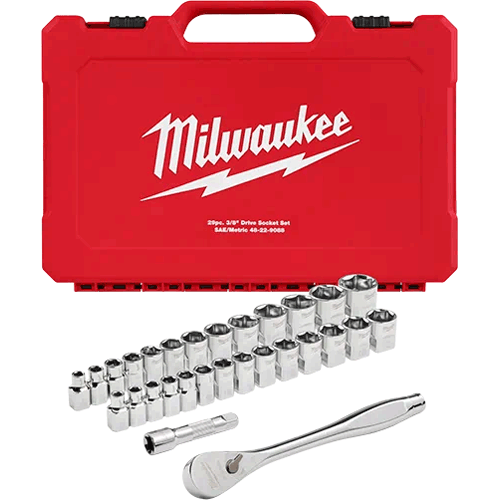 Picture of 29 Pc 3/8" Drive Metric & SAE Ratchet and Socket Set with FOUR FLAT™ SIDES