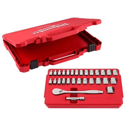 Picture of 29 Pc 3/8" Drive Metric & SAE Ratchet and Socket Set with FOUR FLAT™ SIDES
