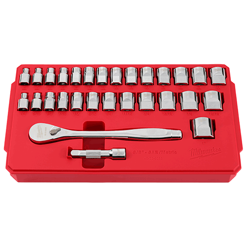 Picture of 29 Pc 3/8" Drive Metric & SAE Ratchet and Socket Set with FOUR FLAT™ SIDES