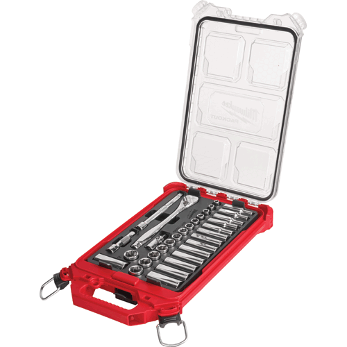 Picture of 3/8" Drive 32pc Ratchet & Socket Set with PACKOUT Low-Profile Compact Organizer - Metric