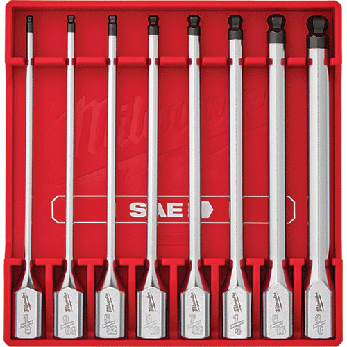 Picture of 8 Pc. 3/8" Drive Long Ball End Hex Bit Socket Set - SAE