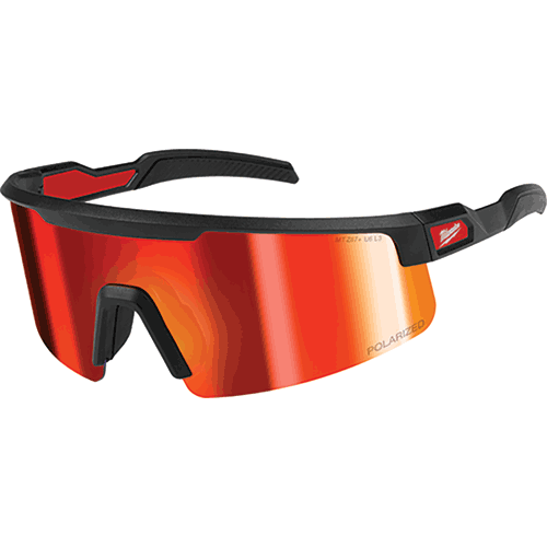 Picture of Polarized Wrap Around Safety Glasses - Red Mirrored Dual Coat Lenses