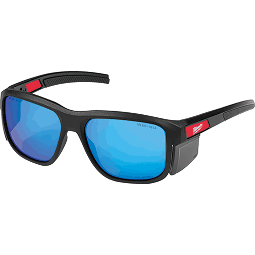 Picture of Polarized Full Frame Safety Glasses with Removable Side Shields – Blue Mirrored Dual Coat Lenses