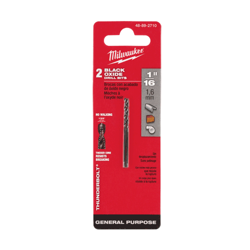 Picture of 1/16" THUNDERBOLT® Black Oxide Drill Bit, 2 Pk.