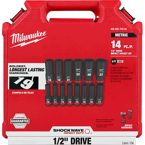 Picture of 14 Pc. SHOCKWAVE Impact Duty™ 1/2" Drive Metric Deep 6 Point Socket Set