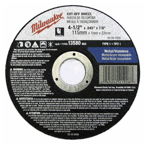 Picture of 4-1/2" x 0.045" x 7/8" Type 27 Cut-Off Wheel