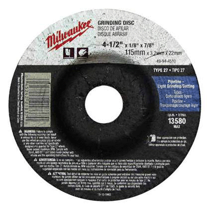 Picture of 4-1/2" x 1/4" x 7/8" Grinding Wheel (Type 27)