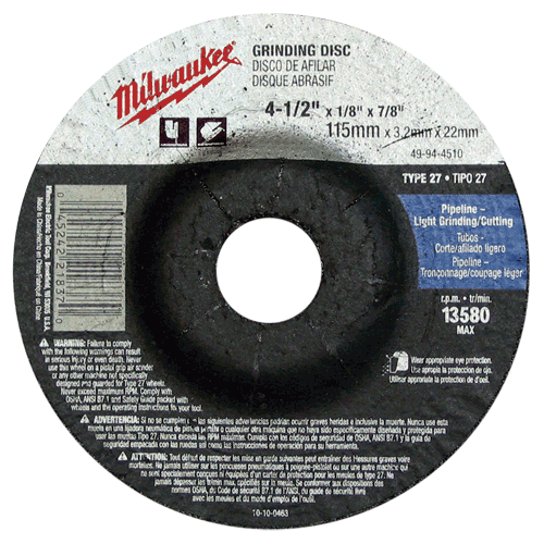 Picture of 4-1/2" x 1/4" x 7/8" Type 27 Grinding Wheel