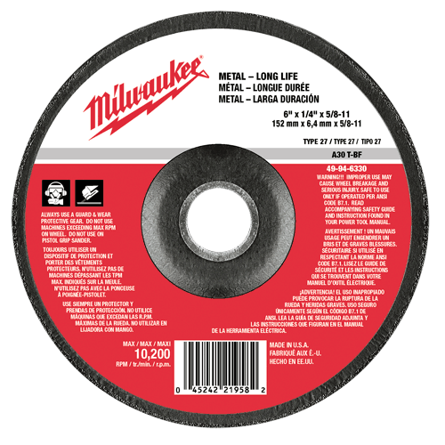 Picture of 6" x 1/4" x 5/8-11" Type 27 Grinding Wheel
