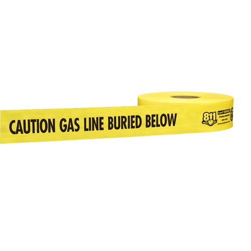 Picture of 3" X 1000' Yellow DURATEC® Reinforced Non-Detectable Tape, " Caution Gas Line Buried Below"