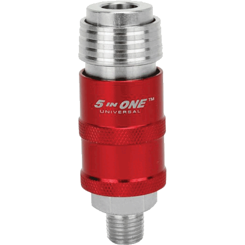 Picture of 5-in-1 Universal Safety Exhaust Quick-Connect Industrial Coupler, 1/4" Male NPT