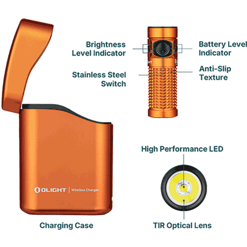 Picture of Baton 4 Powerful EDC Flashlight 1300 Lumens - Orange
