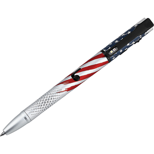 Picture of O’Pen 3 EDC Pen with Tip and Clip Lights and Green Laser Pointer, Stars & Stripes