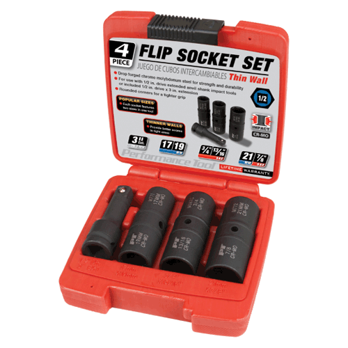 Picture of 4 Pc 1/2" Dr. Flip Socket Set