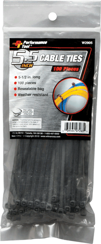 Picture of 100 Pc. 5.5" Black Cable Ties