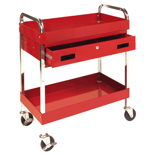 Picture of Two Shelf Utility Cart with Drawer