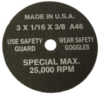 Picture of Cut-Off Wheels 3" x 1/16" x 3/8" Hole