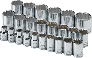 Picture of 24 Piece 1/2" Drive 12 Point Standard Metric Chrome Socket Set