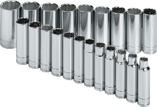 Picture of 21 Piece 1/2" Drive 12 Point Deep Metric Chrome Socket Set