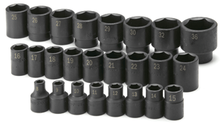 Picture of 25 Pc. 1/2" Drive 6 Pt. Standard Metric Impact Socket Set