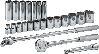 Picture of 25 Pc. 1/2" Dr. 12 Pt. SAE Socket Set