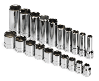 Picture of 20 Pc. 3/8" Drive 6 Point Standard, Deep & Extra Long Deep Fractional Socket Set
