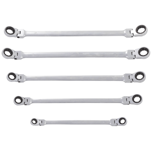 Picture of 5 Pc. Metric Double Box-End Universal Spline Flexible Ratcheting Wrench Set