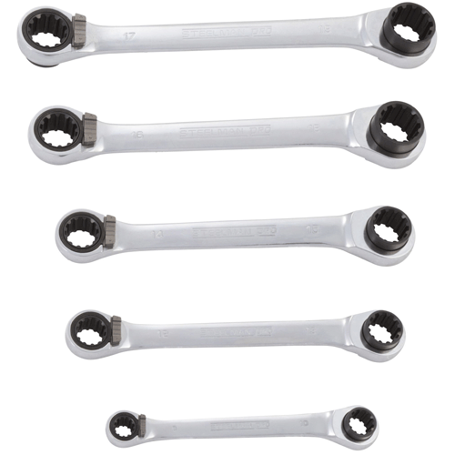 Picture of 5 Pc. Metric Double Box-End Deep Universal Spline Ratcheting Wrench Set
