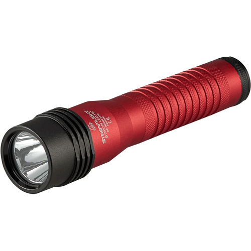Picture of Strion® LED HL® Flashlight, 2 Batteries & AC/DC Piggyback Charger, Red