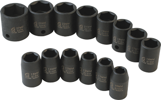 Picture of 1/2" Dr. Standard Impact Socket Set, 14 Pc. Metric