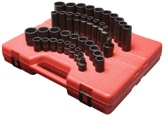 Picture of 1/2" Dr. 12 Pt. Master Impact Socket Set, 39 Pc. Metric
