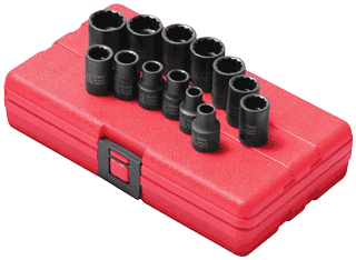 Picture of 3/8" Dr. Standard 12 Pt. Impact Socket Set, 13 Pc. Metric