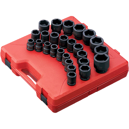 Picture of 26 Pc. 3/4" Dr. Metric Impact Socket Set - 6 Pt.