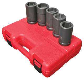 Picture of 1" Dr. Combination Budd Wheel Impact Socket Set, 5 Pc. SAE & Metric
