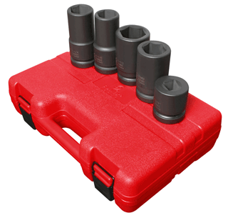 Picture of 1" Dr. Wheel Service Impact Socket Set, 5 Pc. SAE & Metric