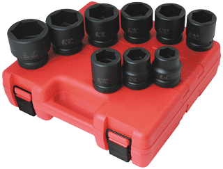Picture of 1" Dr. Standard Impact Socket Set, 9 Pc. SAE