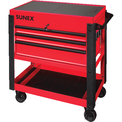 Picture of 3 Drawer Service Cart with Sliding Top - Red