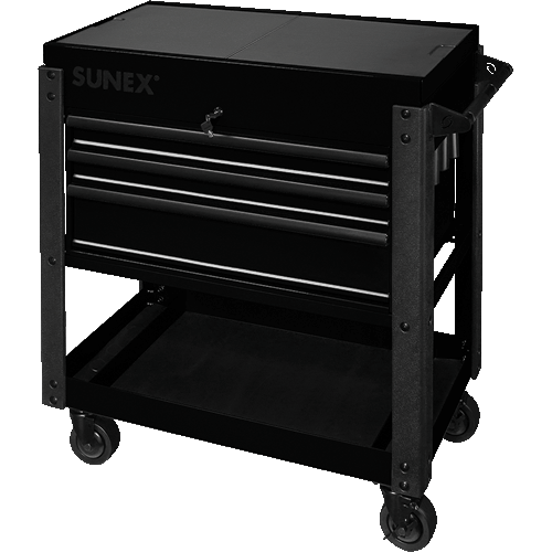 Picture of 3 Drawer Service Cart with Sliding Top - Black