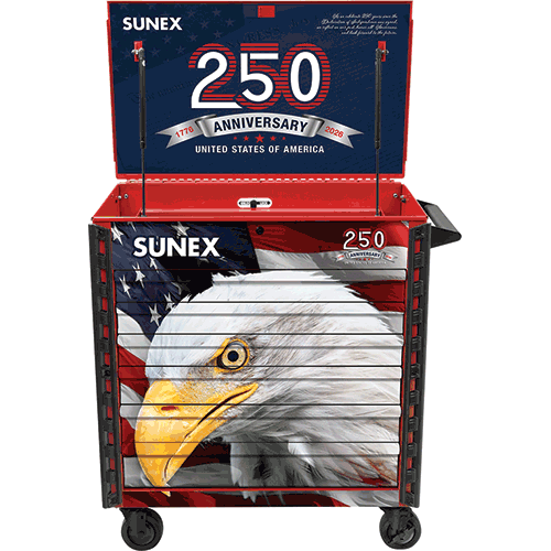 Picture of AMERICAN EAGLE 250th – 34" 6 DRAWER PREMIUM SERVICE CART – OLD GLORY RED