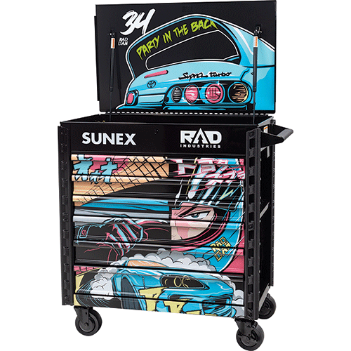 Picture of Rad Dan Manga Designed Black Premium Full 6 Drawer Service Cart