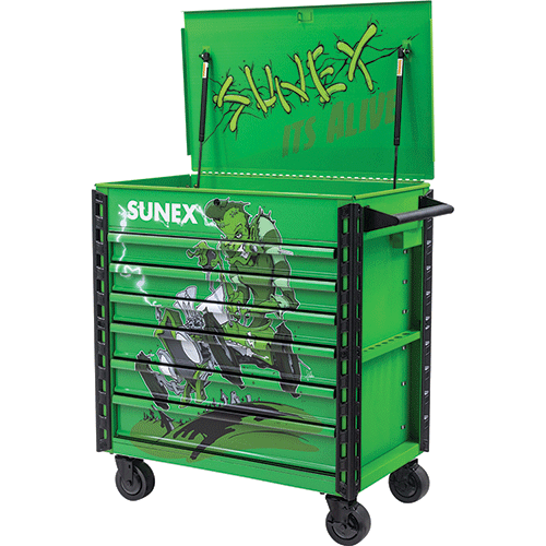 Picture of TONY SQUINDO “ITS ALIVE” PREMIUM FULL DRAWER SERVICE CART - LIME GREEN