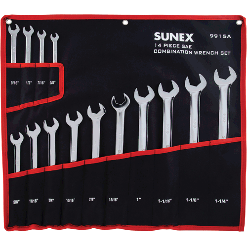 Picture of 14 Pc. SAE Full Polished V-Groove Combination Wrench Set